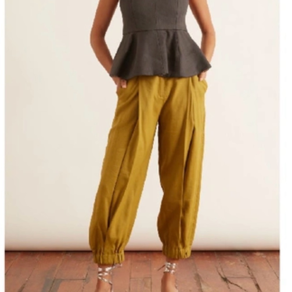 Tibi Wesson Linen Double Waist Pant